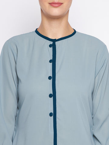 Nabia Sea Green Solid Nida Matte Fabric Abaya For Women With Georgette Scarf