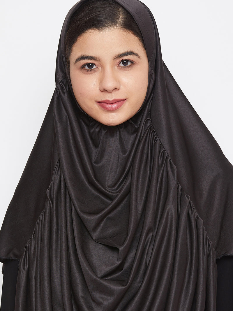 Nabia Women Black Solid Casual Khimar Hijab