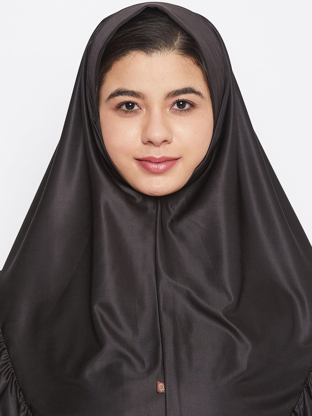 Nabia Women Black Solid Lycra Fabric Khimar Hijab