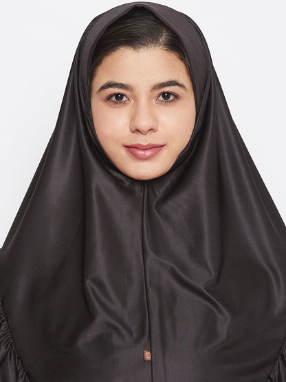 Nabia Women Black Solid Lycra Fabric Khimar Hijab
