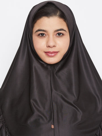 Nabia Women Black Solid Lycra Fabric Khimar Hijab