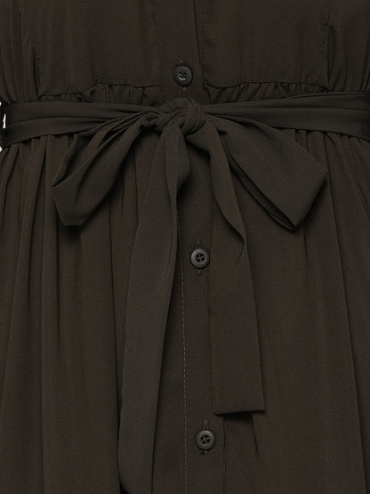Nabia Olive Green Frill Women Abaya with Georgette Scarf