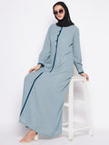 Nabia Sea Green Solid Nida Matte Fabric Abaya For Women with Georgette Scarf