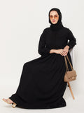 Nabia Black Lace Women Abaya with Georgette Scarf