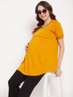 Nabia Women Yellow Solid  Maternity & Nursing Top